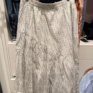 TALULAH White Floral Midi A-Line Pleated Skirt